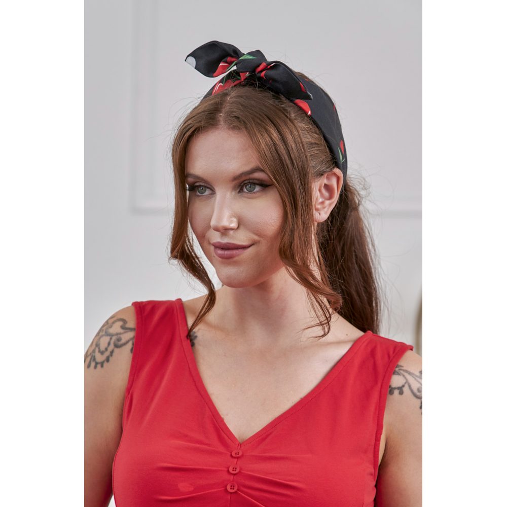 Banned - Cherries And Bow Bandana - Black